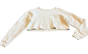 Reformation Cream Cropped Length Pullover Sweater Crew Neck Size Small Women's thumbnail 1