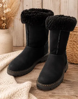 Sorel Suede Shearling Foldover Tall Black Boots Black Size 7M thumbnail 1