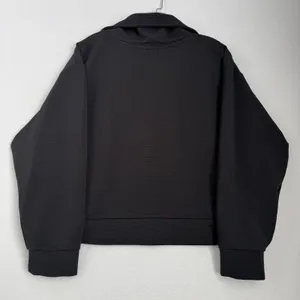 Adrienne Vittadini Sport Women L Black Quarter Zip Pullover Textured Athleisure thumbnail 2