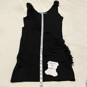 Alice+Olivia szS blk mini dress w/overlay & coin beads on shoulders & one side thumbnail 10