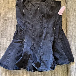 Wild Fable Black Denim strapless dress with Stud Accent thumbnail 1