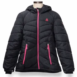 Reebok | NWOT Women's Black Pink Trim Thick Winter Puffer Jacket Coat (size XL) thumbnail 3