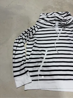 Lauren Ralph Lauren Striped Black & White funnel neck Pullover Sweatshirt large thumbnail 2