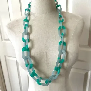 J.Crew green acrylic chain necklace thumbnail 1