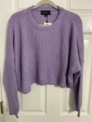 Cotton Candy LA Purple Knit Crop Sweater thumbnail 2