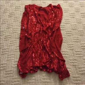 NWT Vintage Free People Red Sequin Sparkle Holiday Sparkly Tunic Top Small thumbnail 6