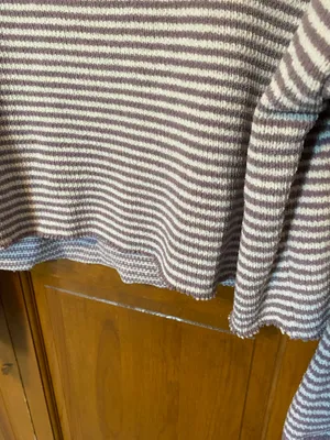 Jones New York Purple & White Striped Crop Sweater thumbnail 3