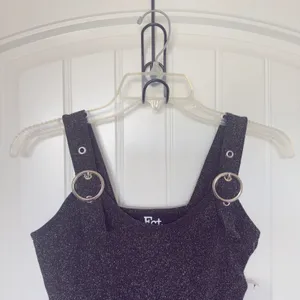FCT With Love Basics Medium Black Silver Metallic Adjustable Straps Bodysuit thumbnail 3