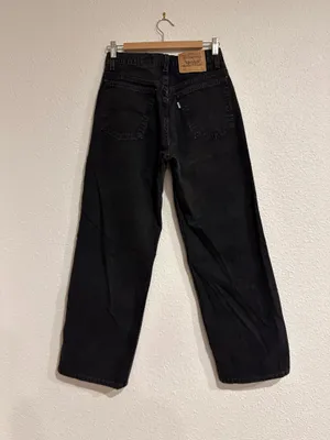 vintage levi’s 965 90s straight wide leg black cotton denim jean USA thumbnail 2
