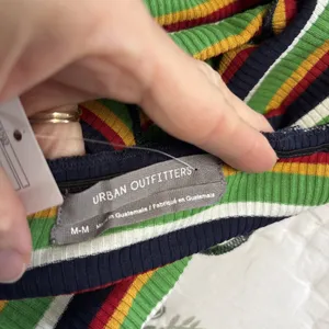 NWT Urban Outfitters Strapless Crop Top‎ Medium Ribbed Striped Green Red Black thumbnail 3