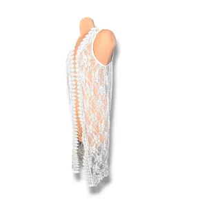 Polly & Esther Lace Duster Vest Sheer Boho Romantic Beach Western Sleeveless Layering Piece thumbnail 4