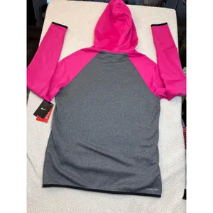 Nike Hot Pink Gray Therma-Fit Pullover Hoodie Sweatshirt Womens Size M NWT thumbnail 2