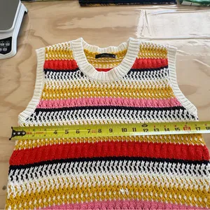 Boutique Deluc Multicolor Striped Knit Top Tank Sweater‎ White Red Medium thumbnail 9