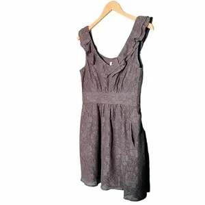 Anthropologie Maeve Dress Women's Size Small Y2K Gray Lace Ruffle Short Sundress thumbnail 10