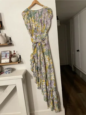 Bronx and Banco Lavender, Yellow & Green Floral High-Low Maxi Dress thumbnail 5