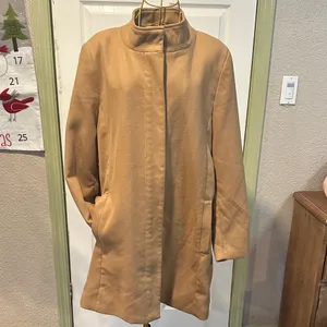 Banana Republic Classic Tan pea Coat collared and zipped thumbnail 3