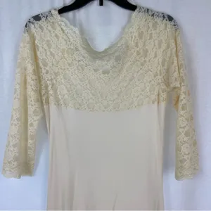 Free People Cream Lace Sleeved Romantic Fairycore Regencycore Ribbed Top thumbnail 4