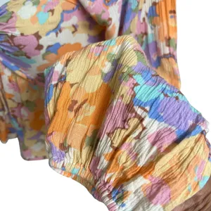 Billabong Blouse Womens Medium Multicolor Floral Smocked Cropped Sweetheart Neck thumbnail 5
