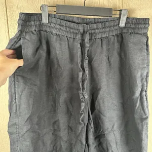 J Crew Wide Leg Seaside Pants Womens Sz XL Black Linen Pull On Lagenlook Coastal thumbnail 2