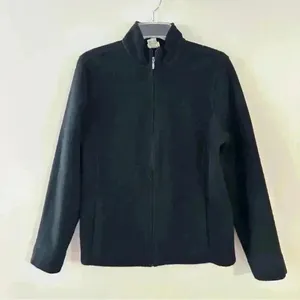 Vintage L.L. Bean Sherpa Fleece Sweater Zip Up Womens Size‎ Large Black thumbnail 1