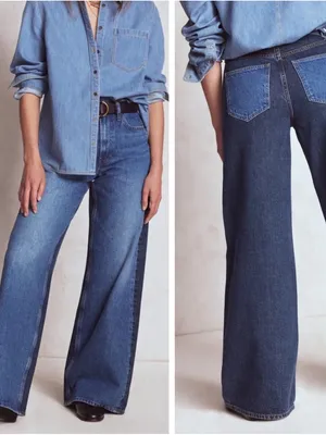 Boden Hotch Potch High Rise Wide Leg Jeans Two Tone Retro Denim Size 26R thumbnail 2
