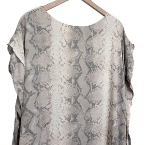 Women's Buckle Black cream snake print chiffon layered blouse top size large thumbnail 6