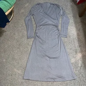 Banana Republic Soft Luxe‎ Ruched Faux Wrap Midi Dress Mocha Latte Medium thumbnail 5