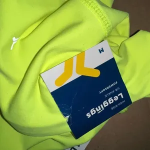 NWT Old navy ankle leggings 7/8 cut neon yellow fluorescent rave pants powersoft thumbnail 6