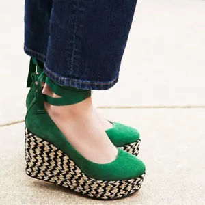 Free People Suede Lace Up Charade Espadrille Wedge Heels Green Size 36 US 5.5 thumbnail 13
