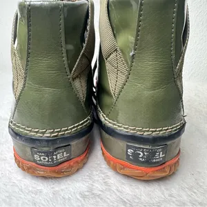 Sorel Waterproof Out And About Green Olive and Orange Winter Ankle Boots thumbnail 8