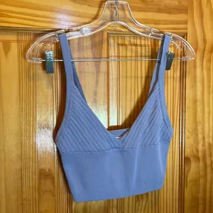 ZARA light blue knit crop top M thumbnail 1
