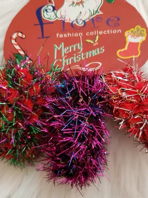 Bold Christmas tree statement piece earrings and tinsel scrunchie set. Green thumbnail 2