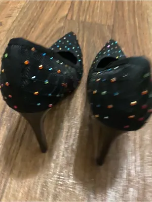 Zara Womens Black Mesh Pumps Heels Size 37 US 6.5 Multicolor Beading Beads thumbnail 13