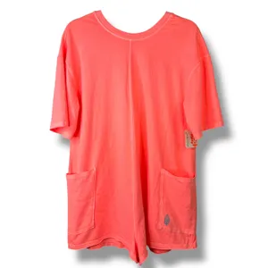 NEW Free People Movement Neon Coral Oversized Shapeless Hot Shot Tee Romper XS thumbnail 6