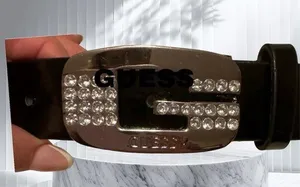 Guess Rhinestone signature black belt unisex 2X thumbnail 1