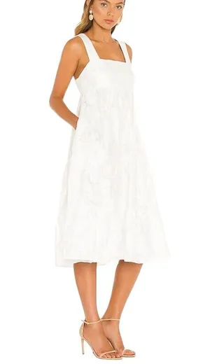 Amanda Uprichard Mitzi Tiered Midi Dress in White thumbnail 1