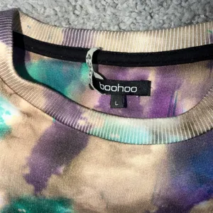 Boohoo Womens Abstract Tie Dye Tracksuit Set Cargo Sweatshirt Joggers Purple L thumbnail 6