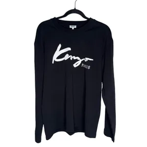 Kenzo Paris Long Sleeve Top Women M Black Excellent Snap Sleeve Logo Tee thumbnail 2