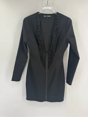 Revolve NBD x HAVEN mini dress black beaded fringe/tassle - Millie Size small‎ thumbnail 5