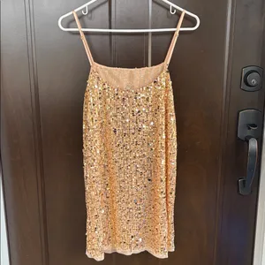 NWT Free People Midnight Kiss Sequined Mini Slip Dress Gold Size XS Retail $98 thumbnail 11