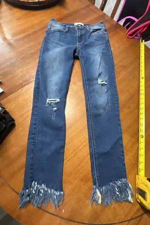 Free People Mid-Rise Distressed Frayed Fringe Hem Skinny Jeans, Size 26 thumbnail 1