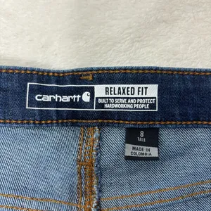Carhartt Rugged Flex Relaxed Mid‎ Rise Fit Dark Blue Straight Leg Jeans Size 8T thumbnail 7