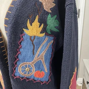 VTG Sharon Young Barn Fall Design Sweater Cardigan Sz Medium Cottagecore thumbnail 4