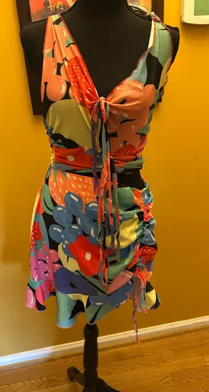Dolls Kill Current Mood Squeeze The Day Ruched Skirt (NWT) and Mesh Tie Front Top (NWOT) Size XL thumbnail 1