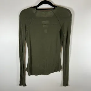 Intimately Free People Olive‎ Green Strappy V-Neck Long Sleeve Top Medium Boho thumbnail 7