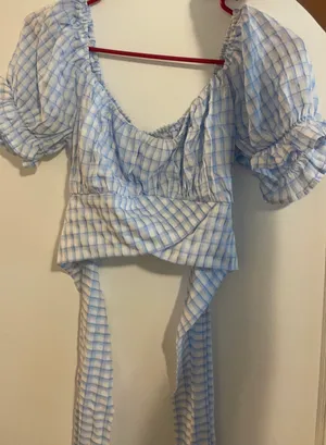 Vestique Plaid Wrap Crop Top thumbnail 1