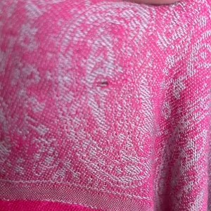 Cashmere Boho Pink Paisley Printed Scarf Wrap Shawl Fringe 70x23” READ thumbnail 6