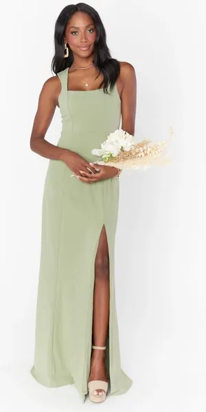 Show Me Your MuMu Paris Gown Moss Green / Sage Green Size Medium thumbnail 1