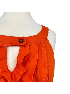 Maeve Anthropologie Y2K Terrasina Tiered Ruffle Mini Dress Orange Size XS thumbnail 3