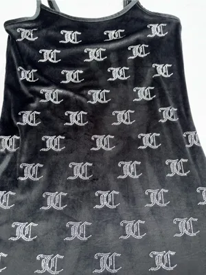Juicy Couture Black Velour Logo-Print Slip Dress thumbnail 2